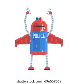 Cute cartoon android policeman character vector Illustration