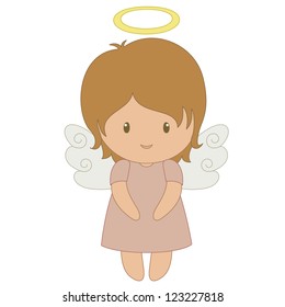 Cute cartoon angel, isolated on white