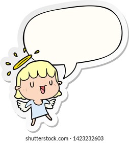 cute cartoon angel with speech bubble sticker