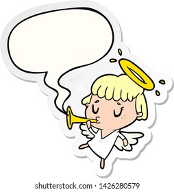 cute cartoon angel with speech bubble sticker