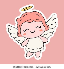 Cute cartoon angel . Vector illustration for mascot logo or sticker