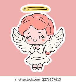 Cute cartoon angel . Vector illustration for mascot logo or sticker