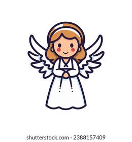 Cute cartoon angel. Vector illustration isolated on a white background.