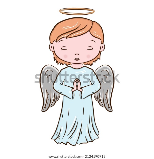 Cute Cartoon Angel Vector Illustration Isolated Stock Vector (Royalty ...