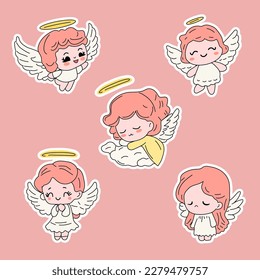 Cute cartoon angels . Vector illustration for mascot logo or stickers	