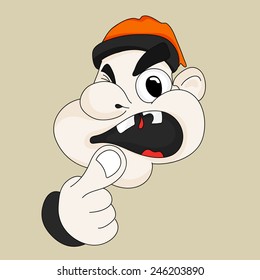 A cute cartoon in anger.