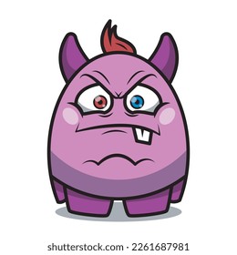 Cute Cartoon Angry Monsters illustration. Flat vector
