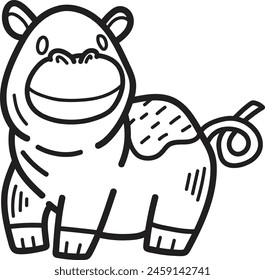 A cute cartoon animal with a big smile on its face. The animal is a giraffe with a long neck and a small head