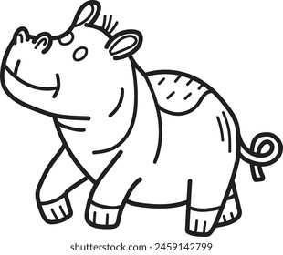 A cute cartoon animal with a big smile on its face. The animal is a giraffe with a long neck and a small head