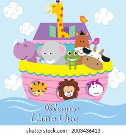 Cute cartoon animal for birthday greeting card