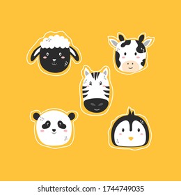 cute cartoon animal collection cow zebra panda penguin sheep