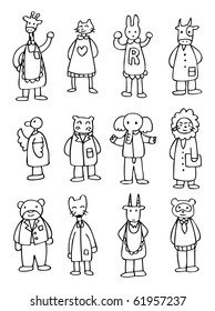cute cartoon animal doctor