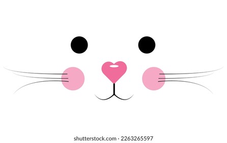 Cute cartoon animal face. Fairy tale theme. For the design of fashion fabric, t-shirt prints, cups, stickers, cards. Vector.