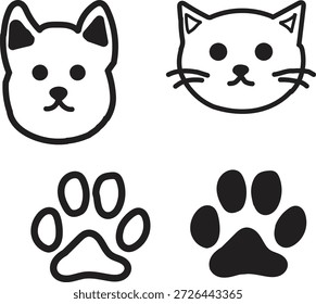 Nette Cartoon Tiergesichter mit Katzen Hunde und