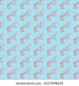 Cute Cartoon Animal Faces Seamless Pattern 