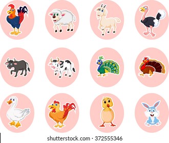 cute cartoon animal farm stickers