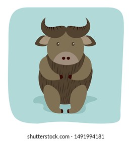 Cute Cartoon Animal Flat Vector Card Vintage illustration Baby  Mascot Character Cards