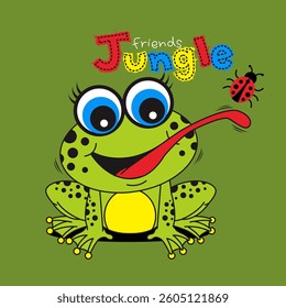 Cute cartoon animal frog , Flat Vector Illustration