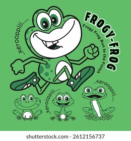 Cute cartoon animal frog , Flat Vector Illustration