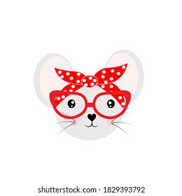 cute cartoon animal with glasses vector illustration	