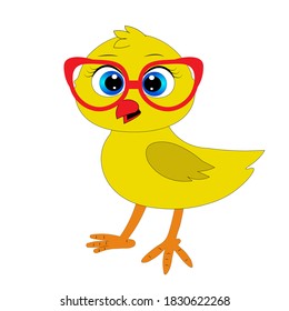 Cute cartoon animal with glasses vector illustration