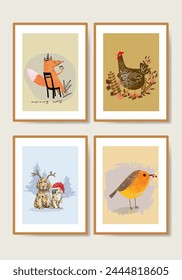 Cute cartoon animal hand drawn for kids poster and wall art vector illustration.