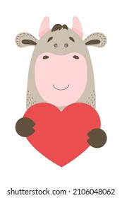 Cute cartoon animal holds a heart sign with copy space. set valentine's day greeting card banner invitation flyer brochure. cartoon hand drawn style. Little animals pets in love, declaration of love