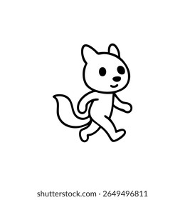 Cute cartoon animal, likely a squirrel or similar, walking.  Simple black line drawing on white background.  Small, friendly-looking face and body.  Sketchy, child-like style