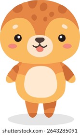 A cute cartoon animal with orange fur, darker spots on its head, and a small pink tongue sticking out, standing upright.