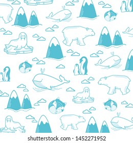 Cute Cartoon Animal Pattern For Baby clothes and Other Baby Stuff.Free Vector Illustration Isolated On White Background 
