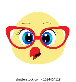 Cute cartoon animal with red glasses vector illustration
