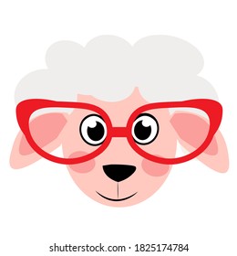 cute cartoon animal with red glasses vector illustration	