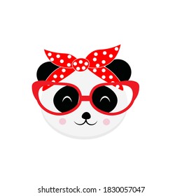 cute cartoon animal with red glasses vector illustration	