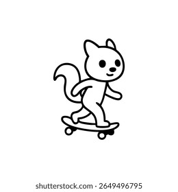 Cute cartoon animal riding a skateboard