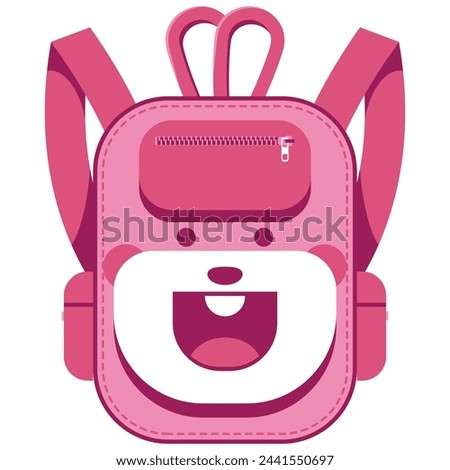 Cute cartoon animal school backpack vector illustration isolated on a white background.