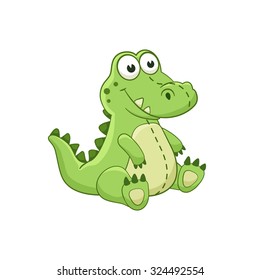 Cute cartoon animal. Stuffed crocodile. Vector plush toy isolated on white background.