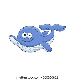 Cute cartoon animal. Stuffed whale. Vector plush toy isolated on white background.