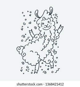 Cute cartoon animal. Vector clip art illustration for children design, cards, prints, coloring books. Grungy kawaii image