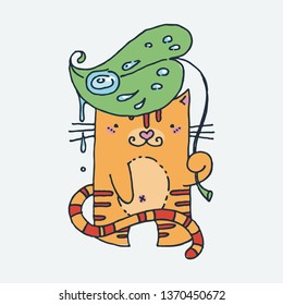 Cute cartoon animal. Vector clip art illustration for children design, cards, prints, coloring books. Grungy kawaii image