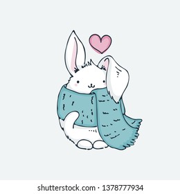 Cute cartoon animal. Vector clip art illustration for children design, cards, prints, coloring books. Grungy kawaii image