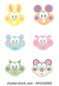 Cute Cartoon Animal Vector Faces