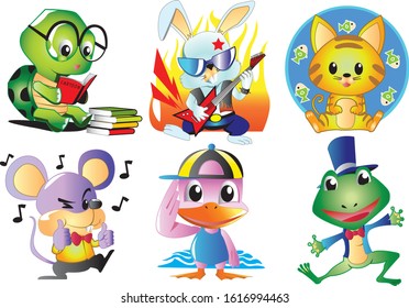 Cute Cartoon Animal Vector Set