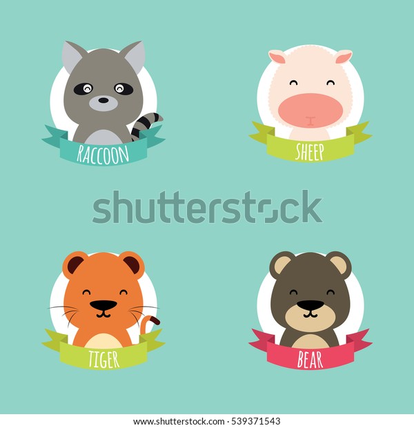 Cute Cartoon Animals: vetor stock (livre de direitos) 539371543 ...