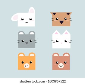 Cute Cartoon Animals characters Set