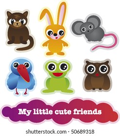 Cute cartoon animals collection in vector