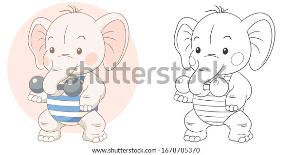 Download Cute Cartoon Animals Coloring Page Elephant Stock Vector Royalty Free 1678785370