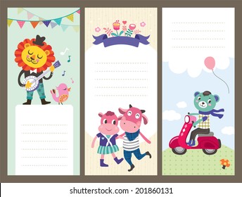 Cute cartoon animals gift tags/ greeting card