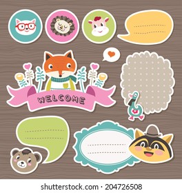 Cute cartoon animals gift tags & stickers