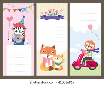 Cute cartoon animals gift tags/ greeting card