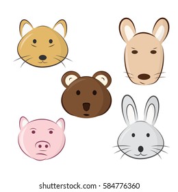 Cute cartoon animals. Animal's muzzle